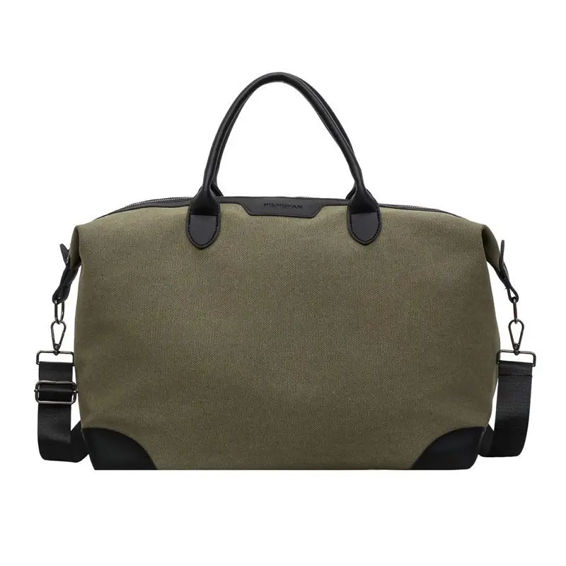Black Green Beige Large Capacity Canvas Tote Bag Lightweight Travel Duffle Handle Weekender Overnight Shoulder Handbag Men Women