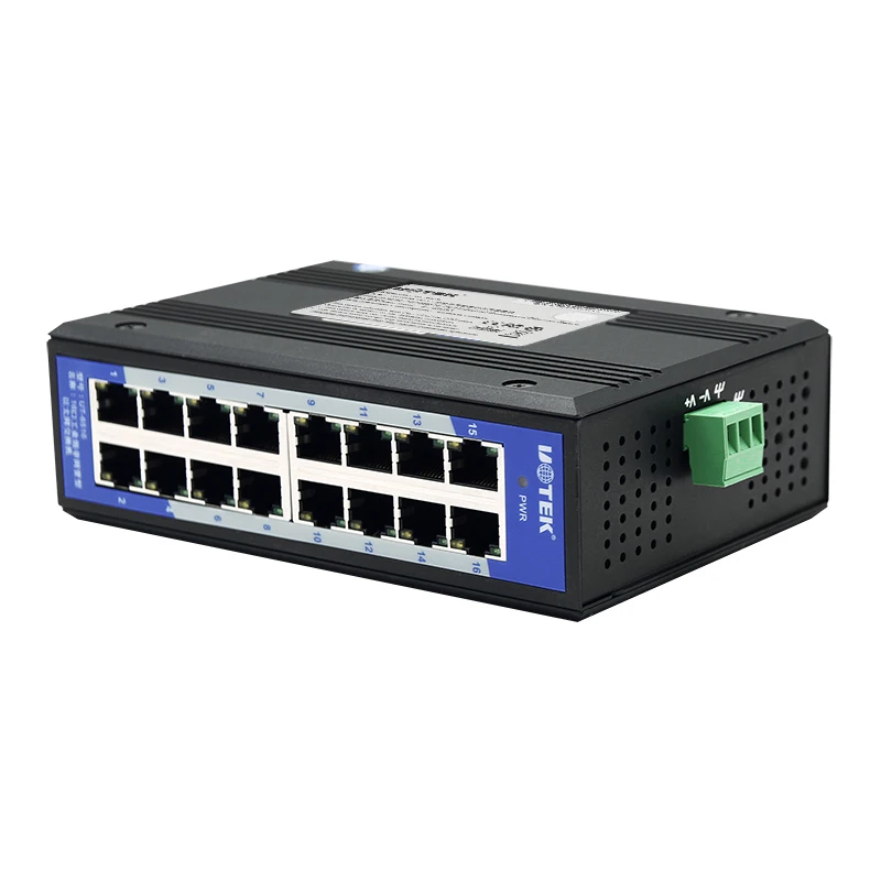 UOTEK 10/100M 16 ポート アンマネージド産業用スイッチ 全二重または半二重モード MDI/MDI-X イーサネット スイッチ UT-6516