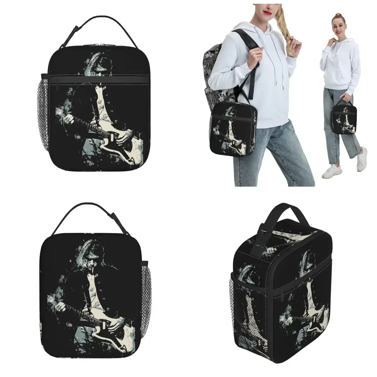 Kurt Cobain Guitar Insulated Lunch Bag Portable Storage Food Box Multifunction Thermal Cooler Bento Box School