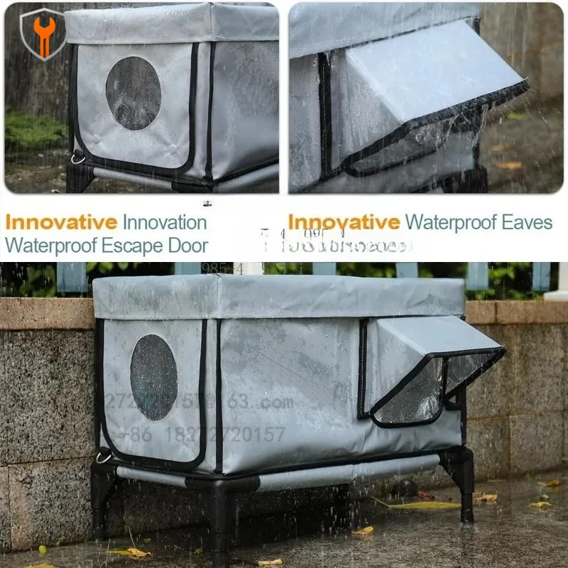 Electric Heating Outdoor Pet House, Windproof Rainproof Scratch-proof Warm Cat Bed for Winter Use