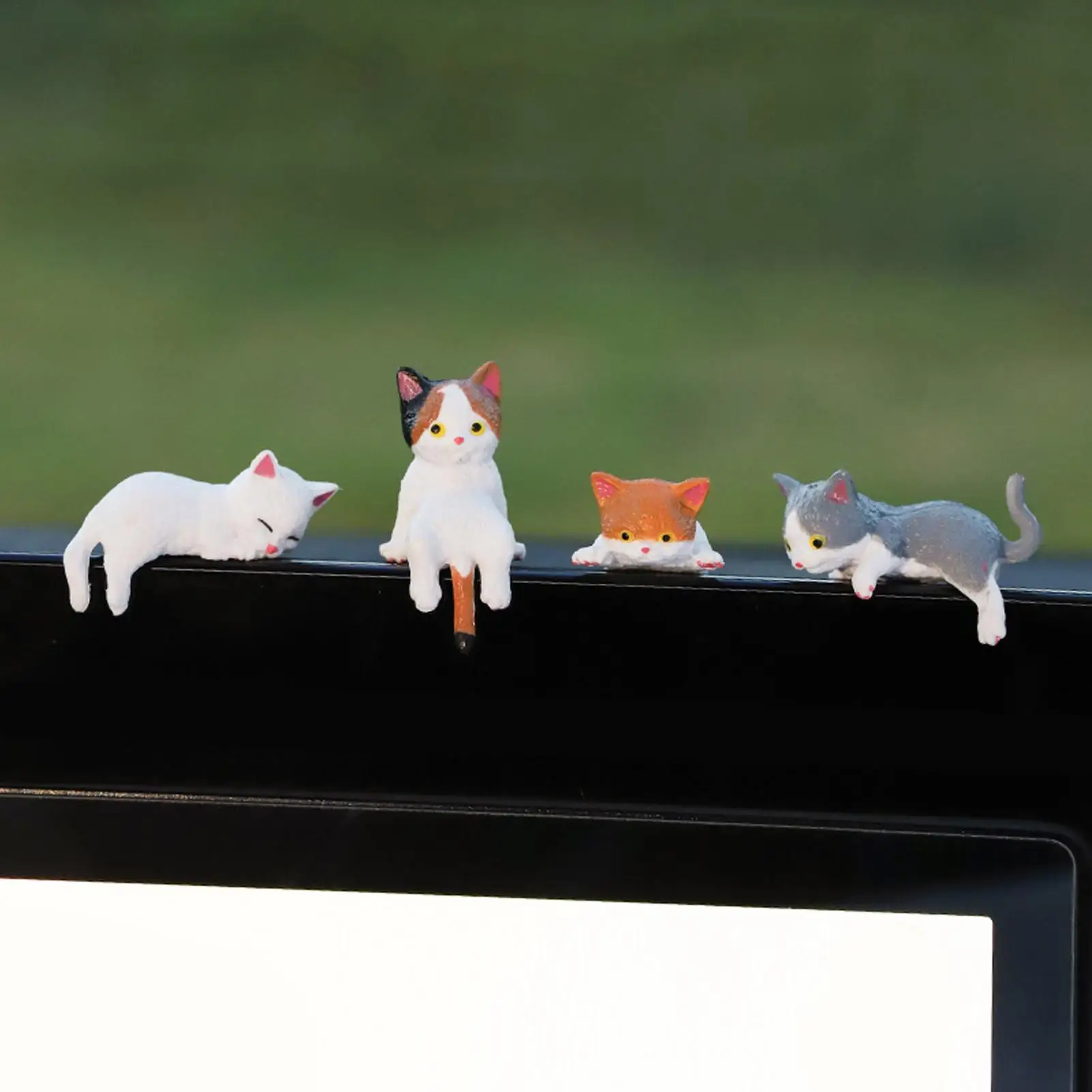 12 Stück Mini-Katzenfiguren, realistische, niedliche Armaturenbrett-Dekoration und Heimdekoration für Auto, LKW, Wohnmobil, Computertisch-Dekorationen