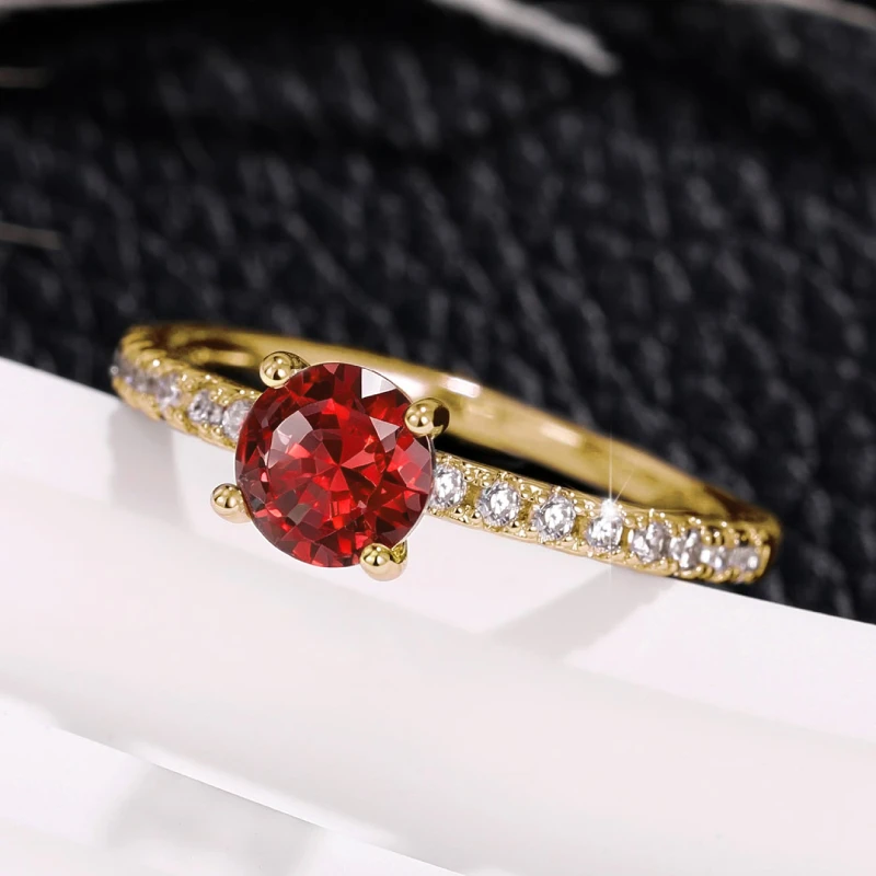 Huitan Klassisches 4-Krallen-Design, rund, Zirkonia, für Damen, Hochzeit, Verlobungsringe, 3 Farben erhältlich, zurückhaltender Brautschmuck, heißer Verkauf – Detail 39