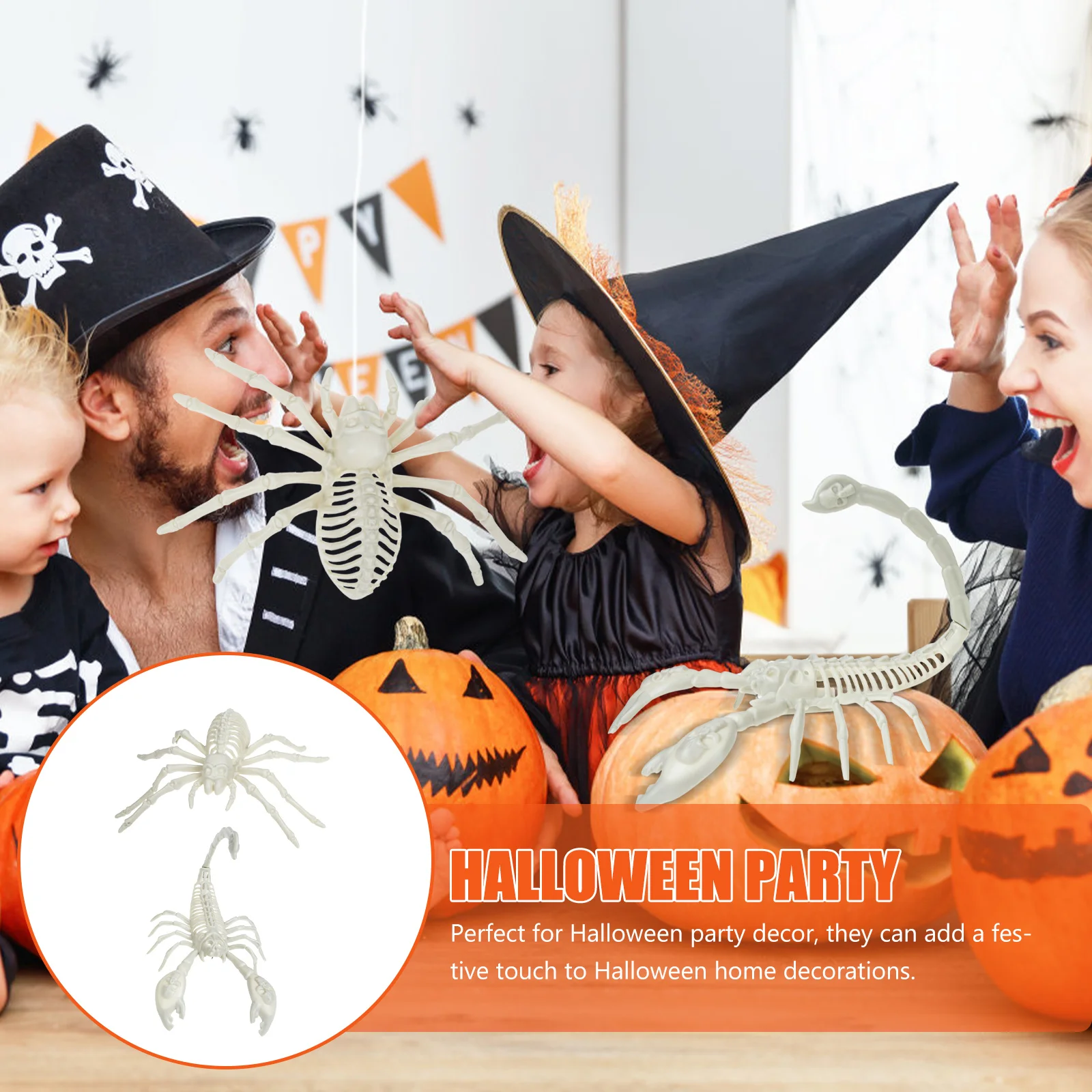 

1 комплект украшений в виде паука и скорпиона на Хэллоуин, реалистичные страшные украшения на Хэллоуин, идеально подходящие для вечеринок, дом с привидениями