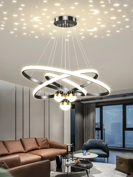 Modern Led Ceiling Chandeliers for Living Room Home Lighting Dining Room Kitchen Bedroom Starry Sky Projection Led Pendant Lamps