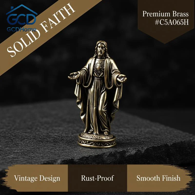 Handmade Brass Character Statue, Vintage Small Copper Figurine Desktop Ornament Craft Decor For Home Office Business