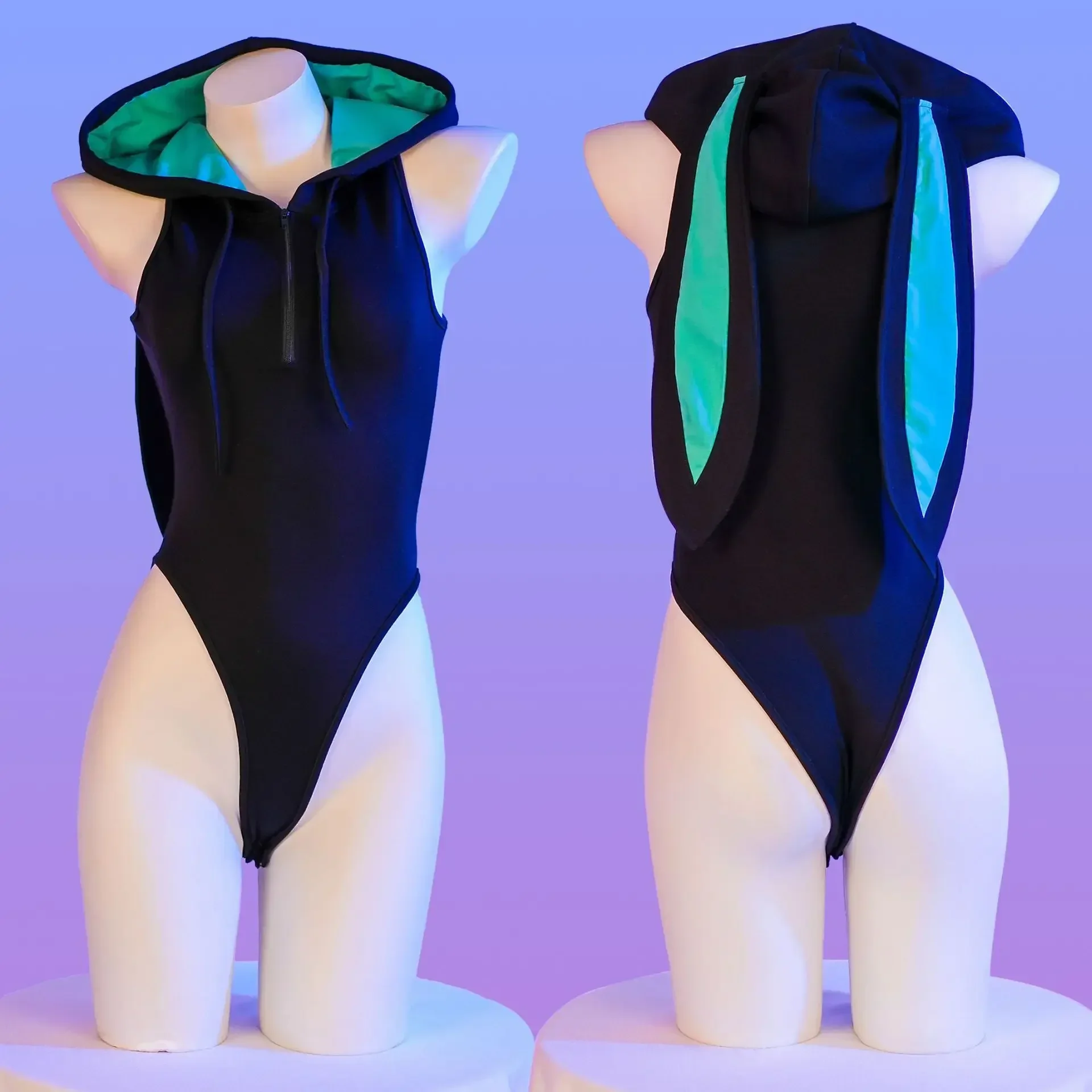 

Movie Dark Magic Rabbit Ears Hoodie Bodysuit Uniform Cosplay Women Miku Bunny Jumpsuit Outfits Costume Halloween Clothes