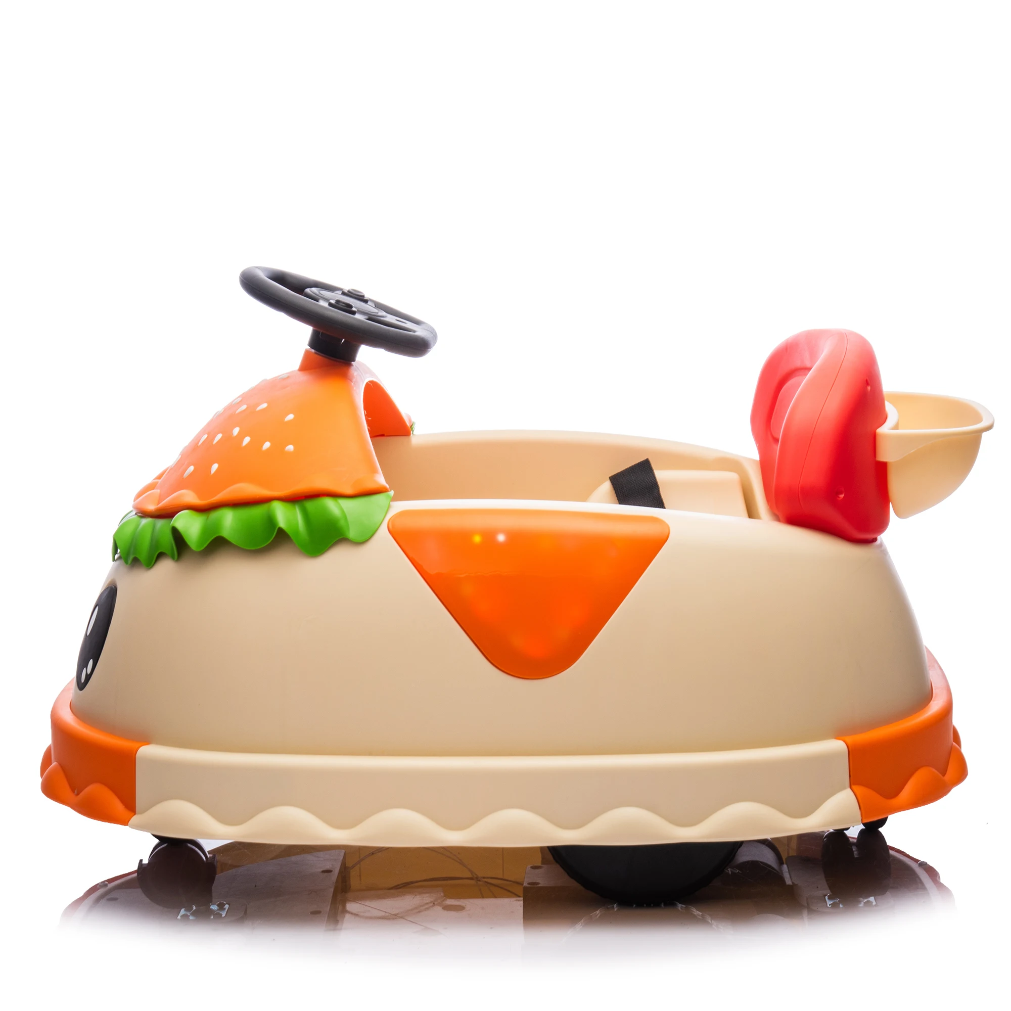 12V Kids Ride On Electric Bumper Car for 2-5 Years, W/Parents Control, Hamburger Design, 360 Degree Rotation, Bluetooth