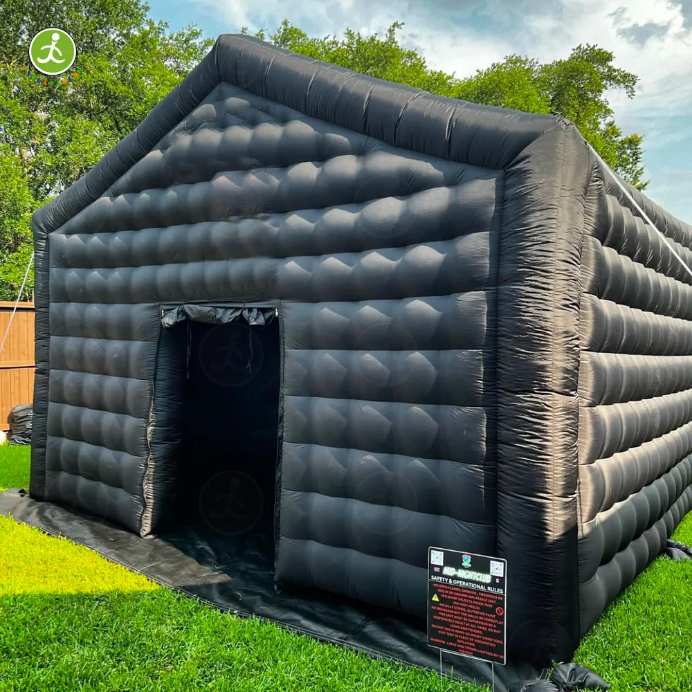 Winter Clearance! Outdoor Inflatable Nightclub Party House Black Inflatable Cube Tent Large Mobile Nightclub Portable Disco Boot