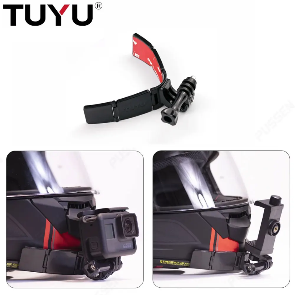 TUYU-Motocicleta Bicicleta Capacete Chin Mount, Câmera Acessórios, GoPro Max Herói, 12, 11, 10, 9, 8, Insta360, X4, X3, Um RS, X2, DJI AKASO