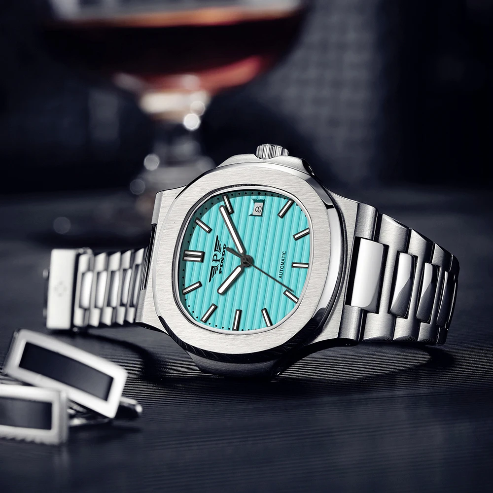 Hot PINDU Top Brand Watch Luxury Mechanical Automatic Watch StainlessSteel Waterproof Watch Square Business Watches for Men 1 so