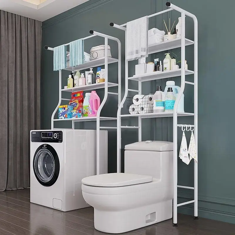 

Bathroom Storage Rack Floor Standing Toilet Washroom Washing Machine above Toilet No Drilling Storage Shelf Bathroom Organizer