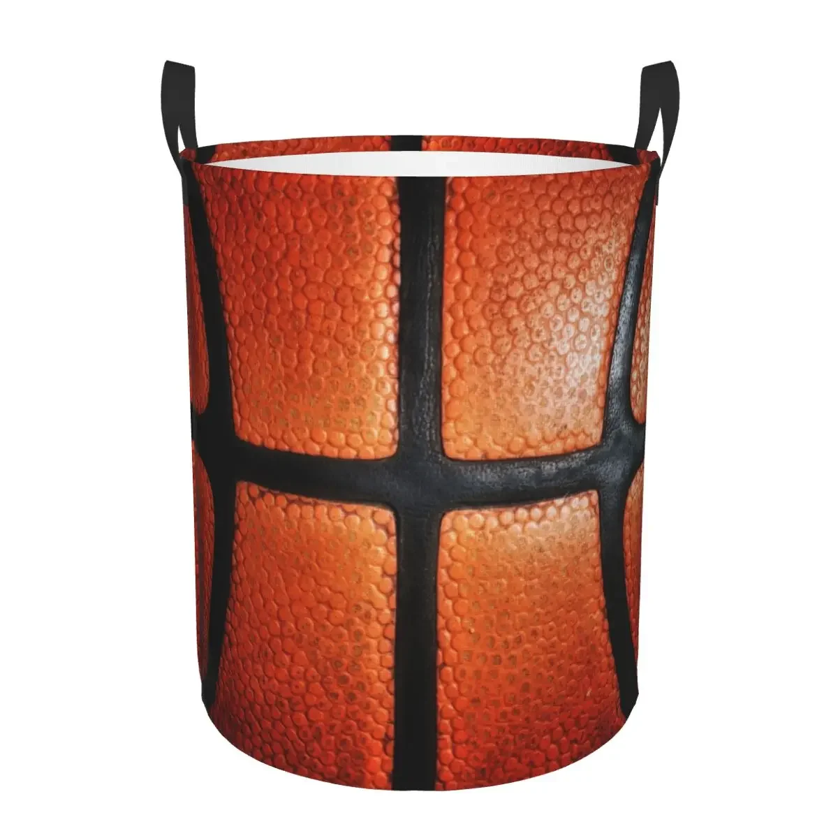 

Basketball Leather Art Laundry Basket Foldable Clothes Toy Hamper Storage Bin for Kids Nursery