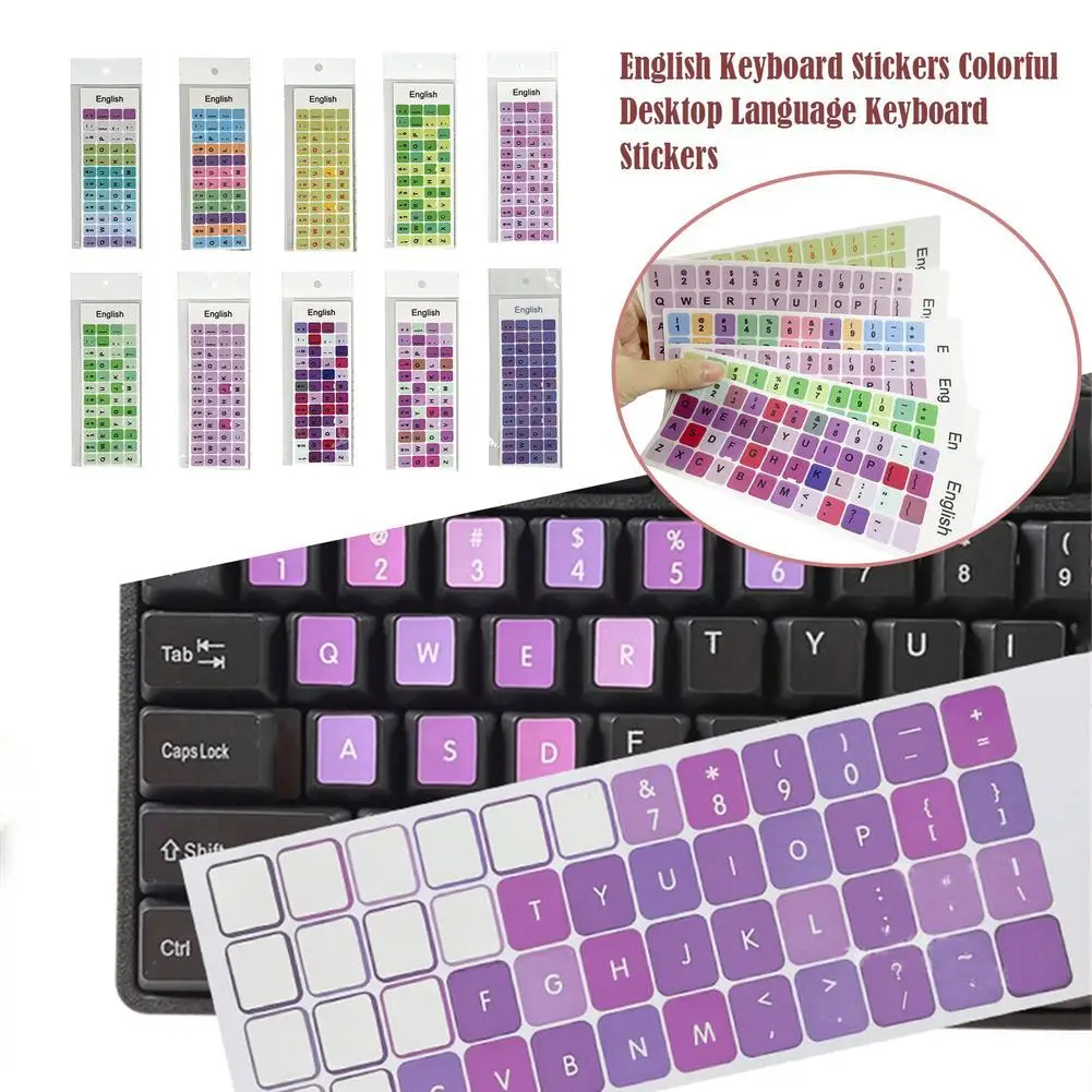 Notebook English Keyboard Sticker Macaron Color Button Sticker For Laptops Desktop Computer Sticker Scrub Repair Film K2I9