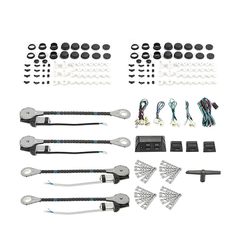Universal Electric Power Window Lift Regulator Conversion Kit with Switches Wiring and Hardware for 2/4 Door Pickup SUV Truck