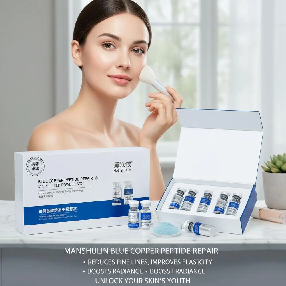 1/2/3Sets Blue Copper Peptide Repair Lyophilized Powder Box Freeze-dried Firming Essence Shrinks Pores Face Serum Skin Care Set