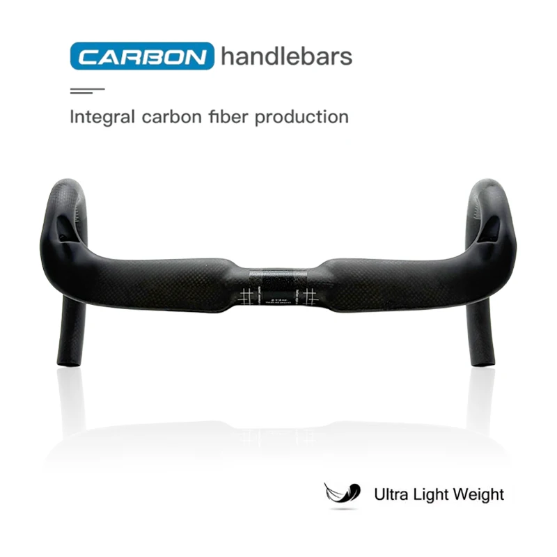 Aerodynamic Carbon Fiber Racing Handlebar 31.8mm Embedded Rail Bent Drop 380/400/420/440mm for Cycling Performance