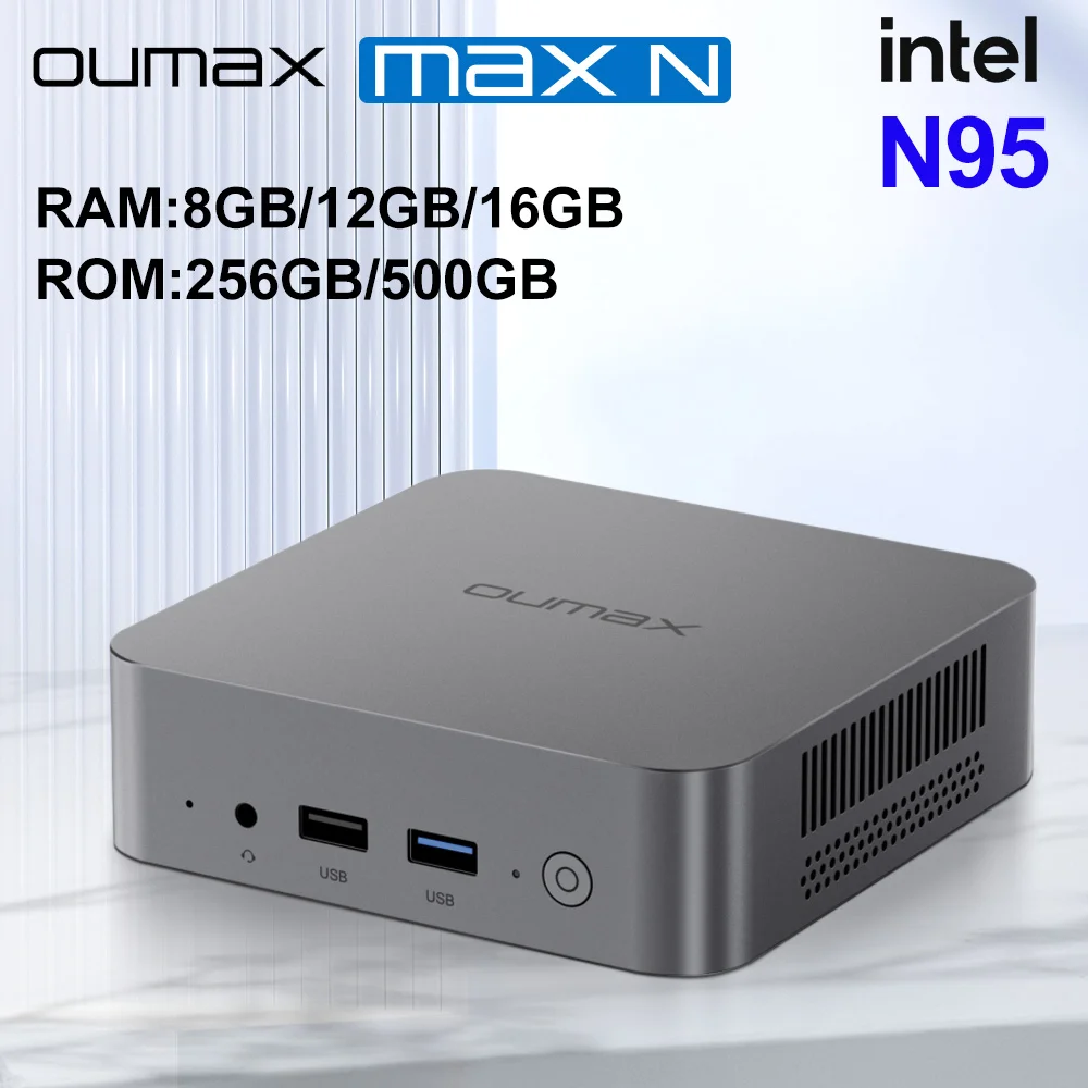 OUMAX N95 Mini PC 8G 256G Intel Lake-N95 16G500G Super Quiet 1000M LAN  Dual WIFI  BT 5.0 Mini Computer Desktop