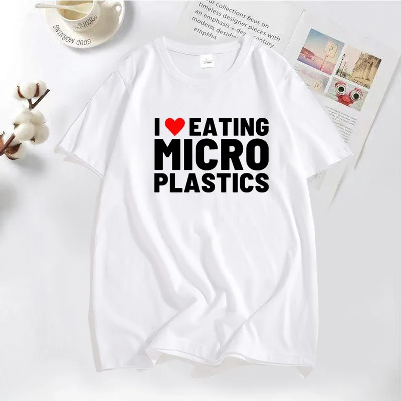 I Love Microplastics T-Shirts Men Funny Mmicroplastic Humor Letter Print Tee Tops Summer Cotton Casual T Shirt Male Clothes Tops