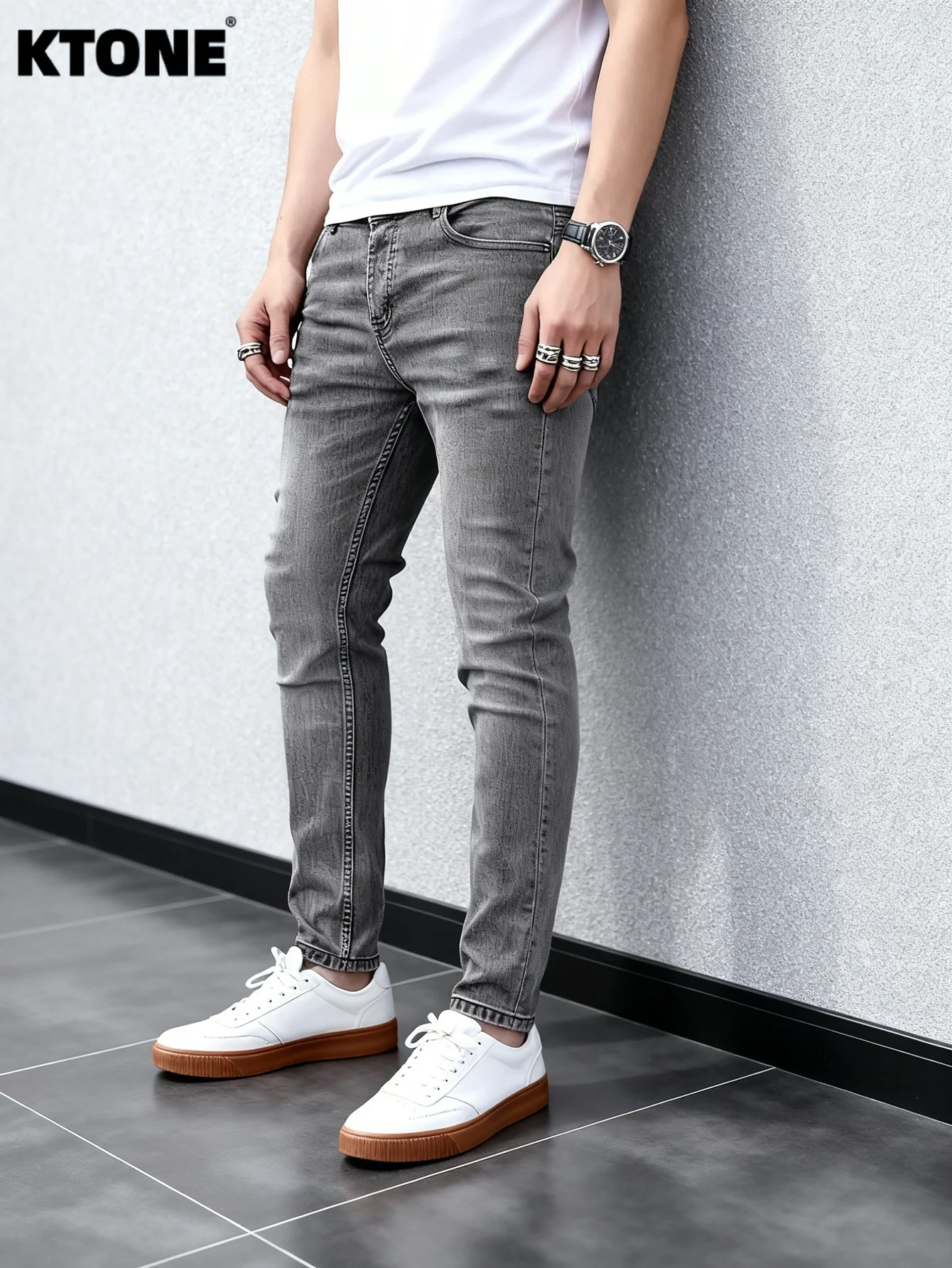 

Мужские узкие джинсы Urban Gray, оригинальные брюки в стиле Y2K Drip, повседневные брюки, без аксессуаров и ремней