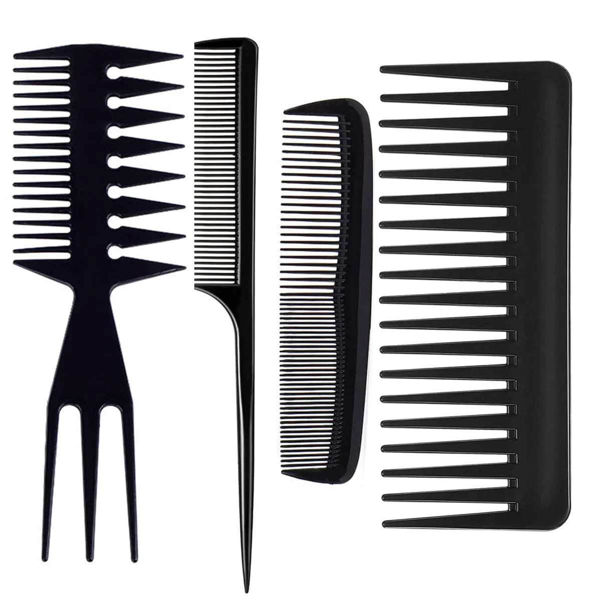 

4/6pcs Portable Hairdressing Combs Plastic Small Row Comb with Thick Teeth Pointed Tail Back Comb Big Teeth Comb for Styling