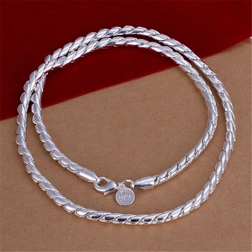 Special offer 4MM Twisted rope chain 925 sterling silver Bracelets necklace Jewelry set for Women Fashion Party Gifts wedding