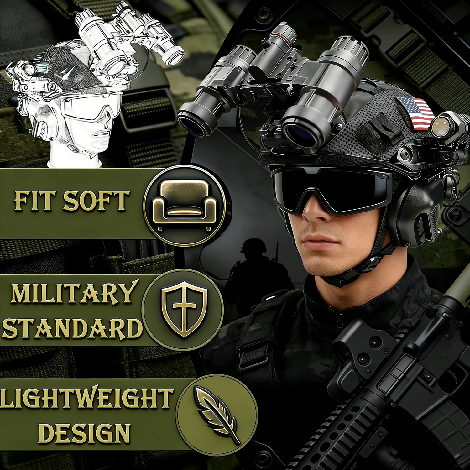 Casco táctico camuflaje con pasamontañas multifuncional airsoft - imagen 4