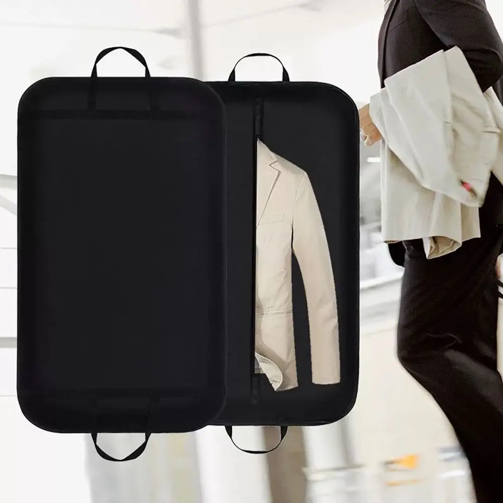 

New Foldable Garment Bag Non-woven Black Clothing Dustproof Cover Portable Dress Jacket Protective Cover