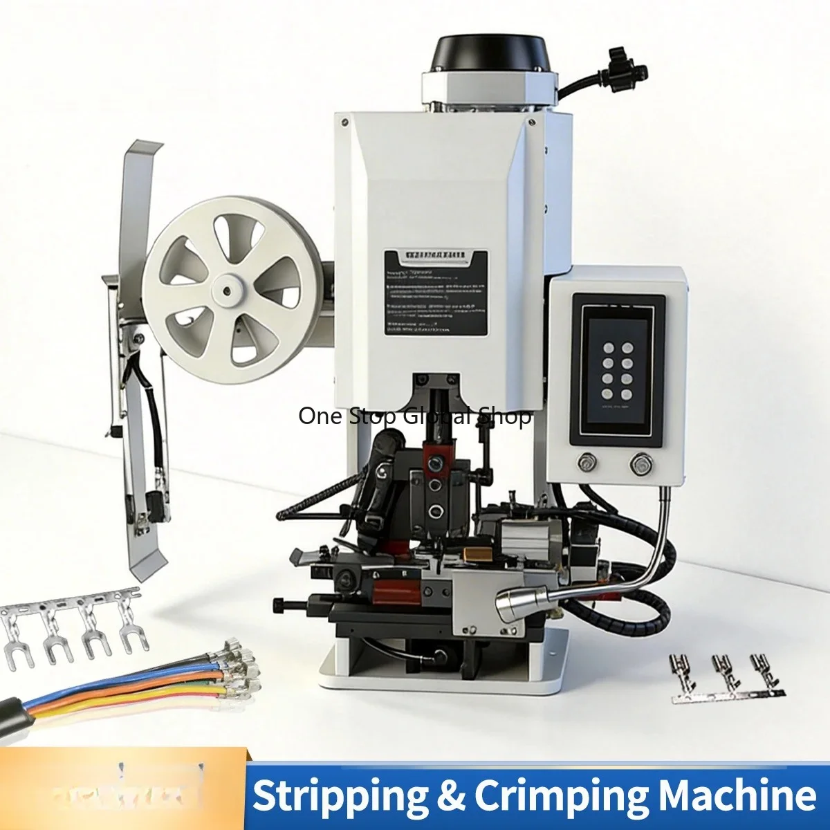 2T Automatic Wire Stripping and Crimping Terminal Machine With OTP Mold, 16-32AWG Cable Wire Crimper Stripper Touched Screen