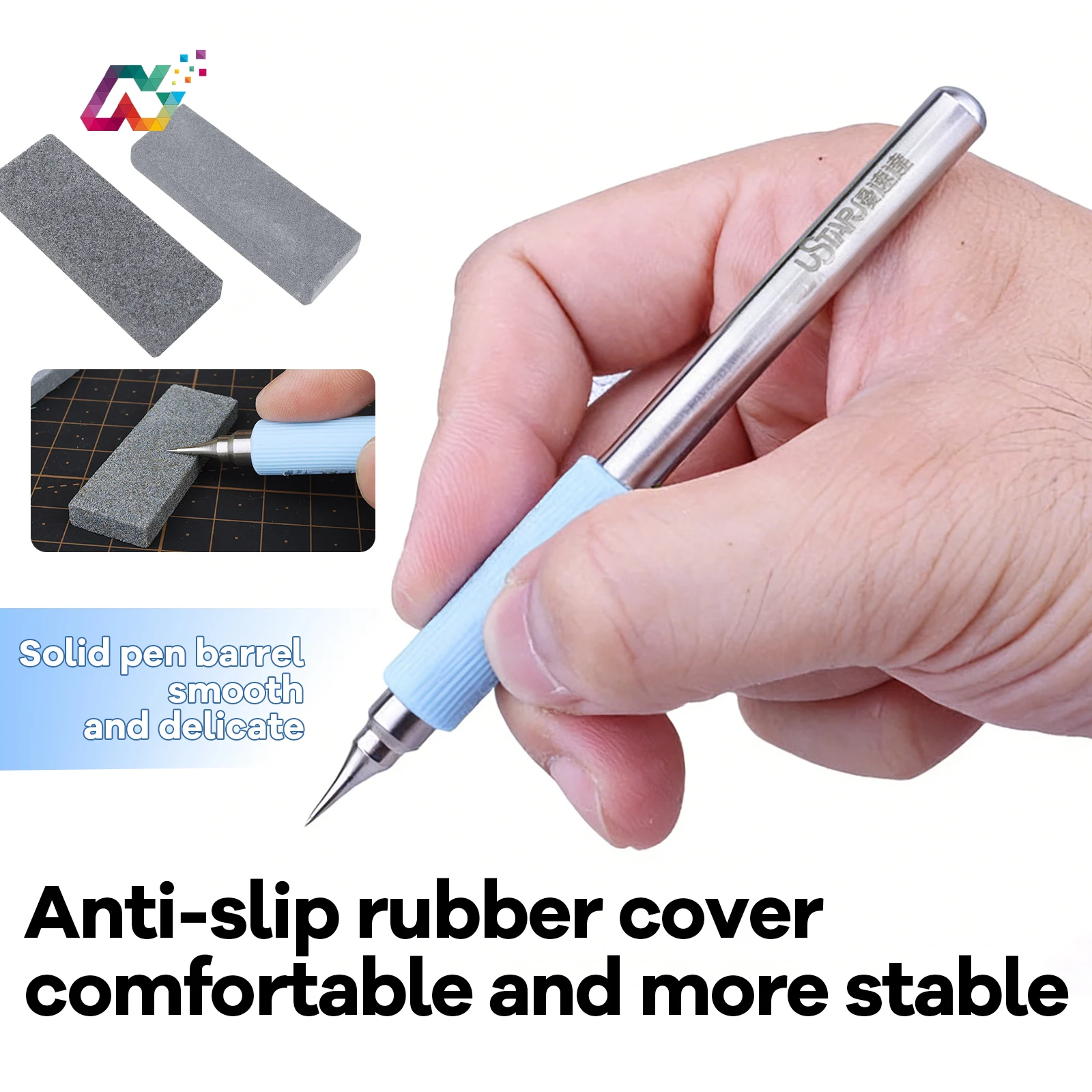 Ustar UA-91800 Alloy Scribing Needle with Grinding Stone for Gundam Military Model Detail Upgrade Hobby DIY Craft Tool Accessory