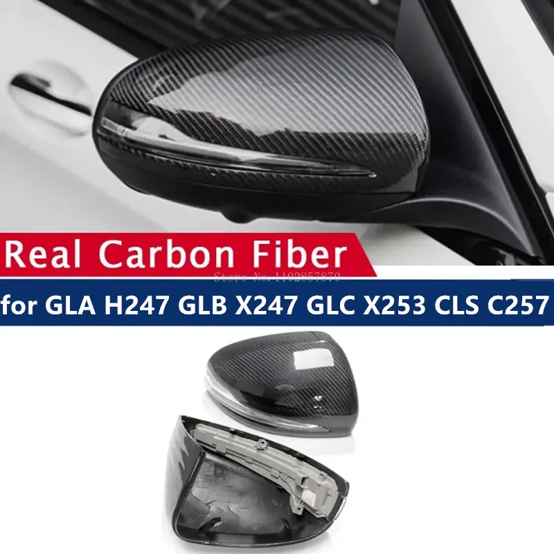 LHD Carbon Fiber Rearview Mirror Cover for Mercedes Benz GLA H247 GLB X247 GLC X253 CLS C257 Side Mirror Shells Frame Case