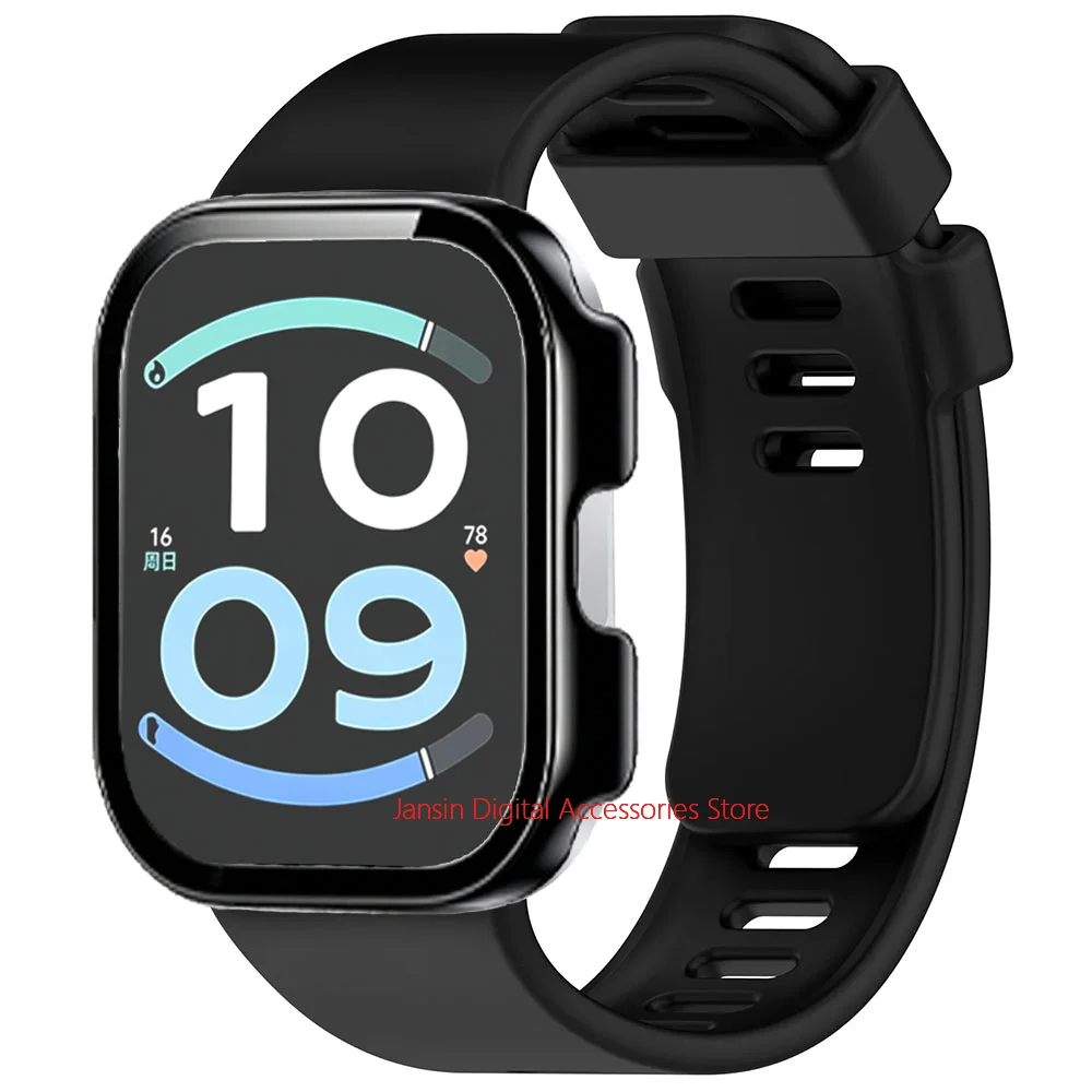 Sport Band for Redmi Watch 4 5 6Active 6Lite Strap+Clear Tempered Glass Case for Redmi Watch 6 Active Band+Protector Cover