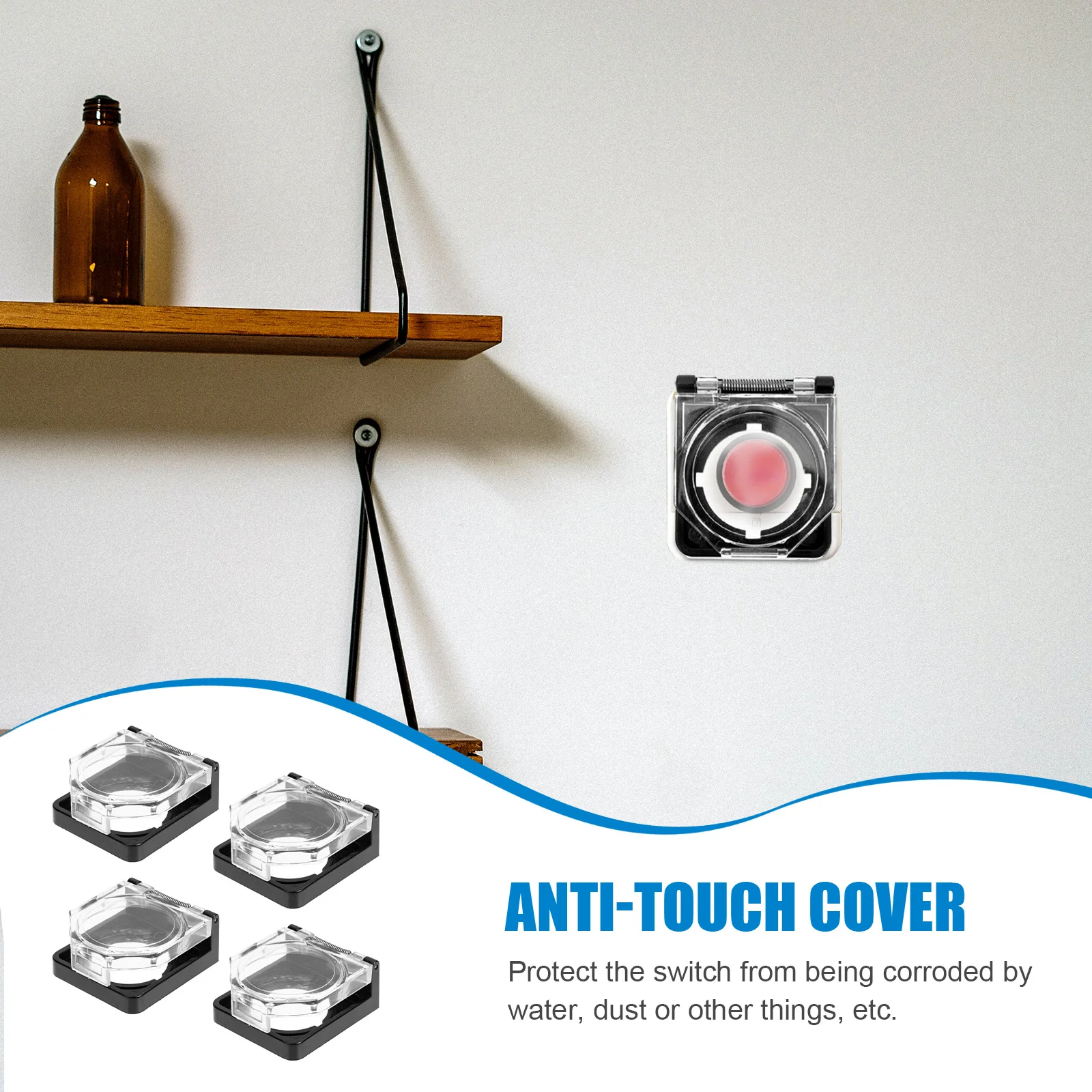 

4pcs Flip-Type Cover Transparent Stop Button Protector Button Plastic Guard Durable Water Resistant Protective Shell For