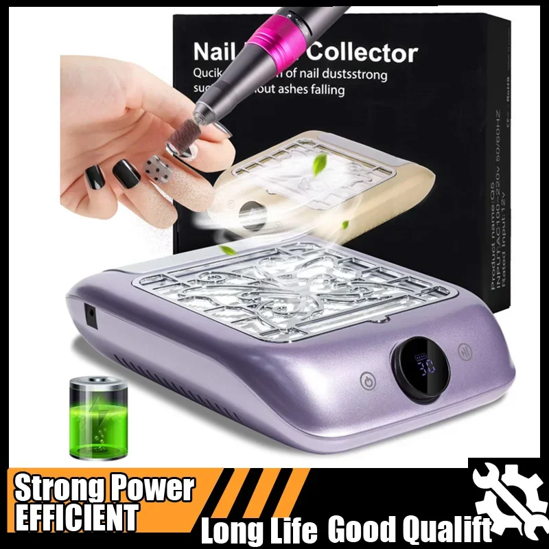 

Rechargeable Powerful Nail Dust Tool Vacuum Collector Cordless Nails Dust Extractor With LED Display Adjustable Speed Manicure