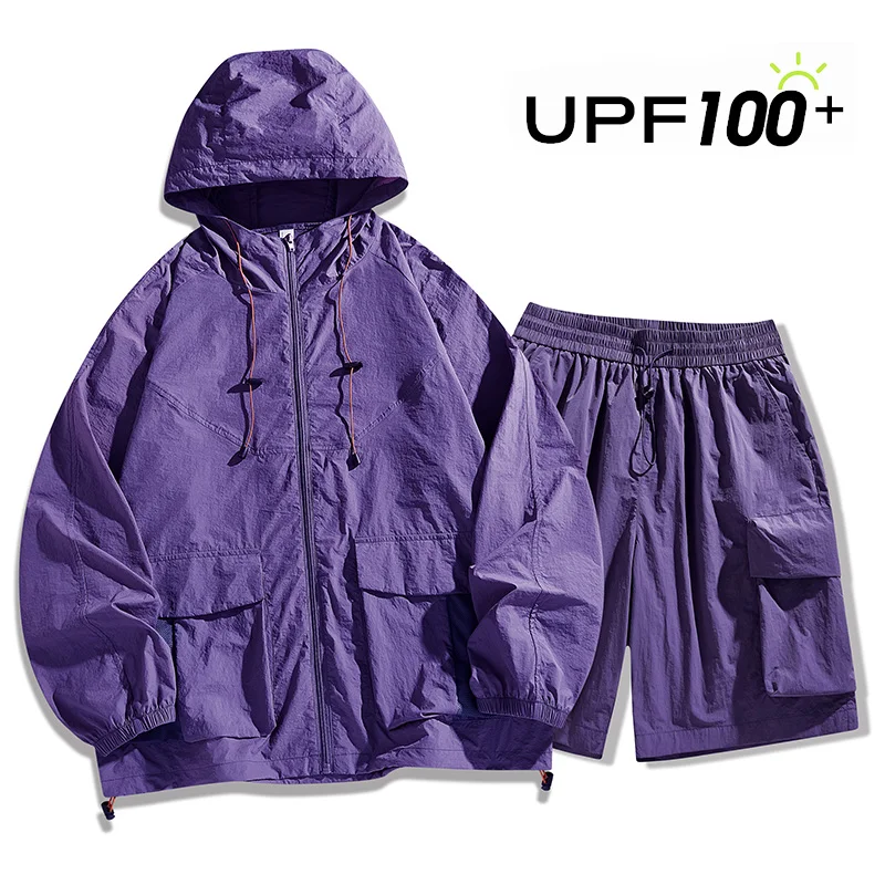 

Shorts Long Sleeves Outdoor Anti-UV Ice-sense Sun Protection Clothing Suit Men Women Couples Skin Clothing Men Clothing Hoodies