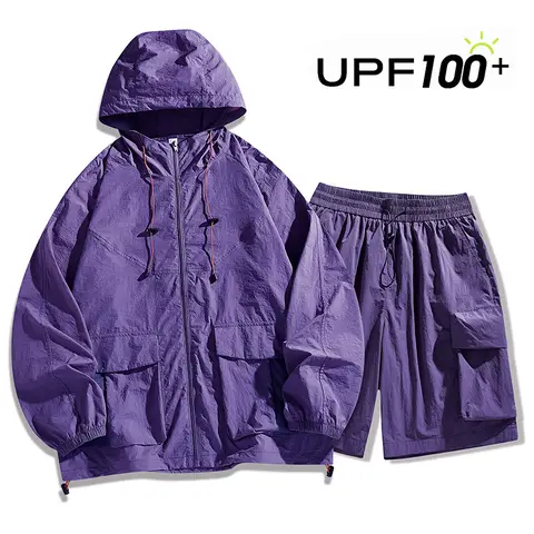 반바지 긴 소매 야외 안티 자외선 얼음 감각 태양 보호 의류 정장 남성 여성 커플 피부 의류 남성 의류 후드