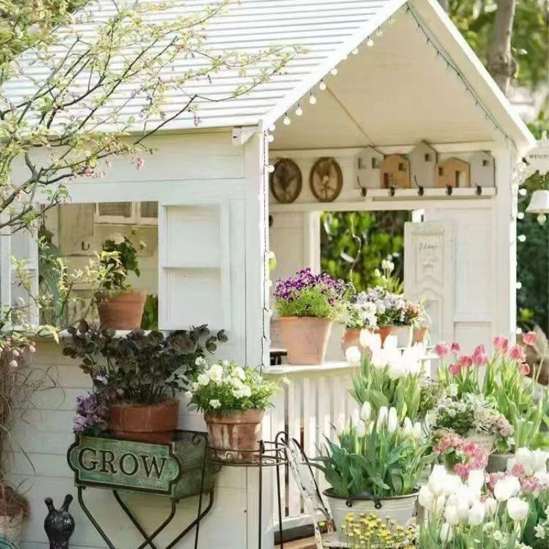 Wooden House Outdoor Assembly Courtyard Livable Small House Preservative Wood Storage Room Kiosk Mobile Locker