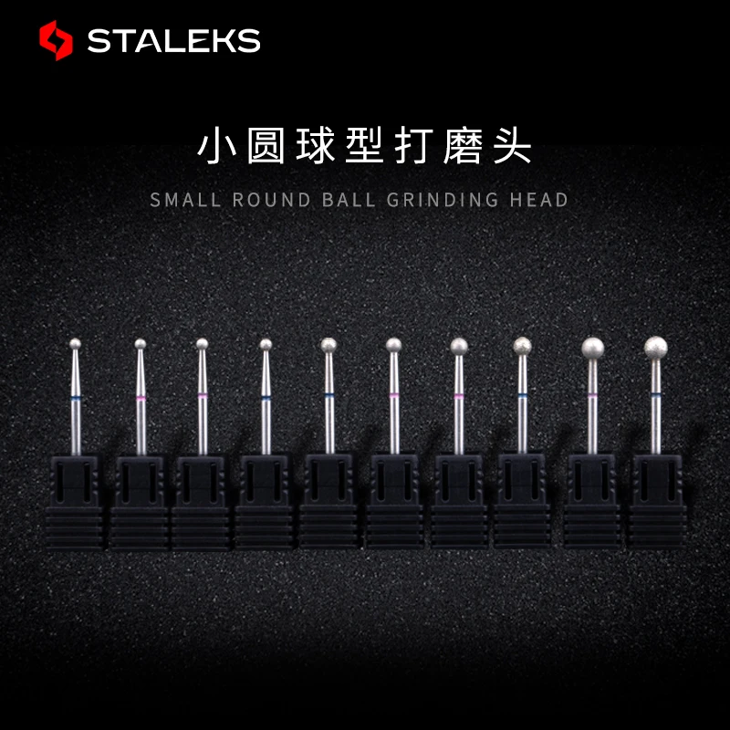 STALEKS 6pcs Emery Polishing Head Set Round Drill Bits Electric Manicure Head Replacement Device Remove Dead Skin Nail Tools