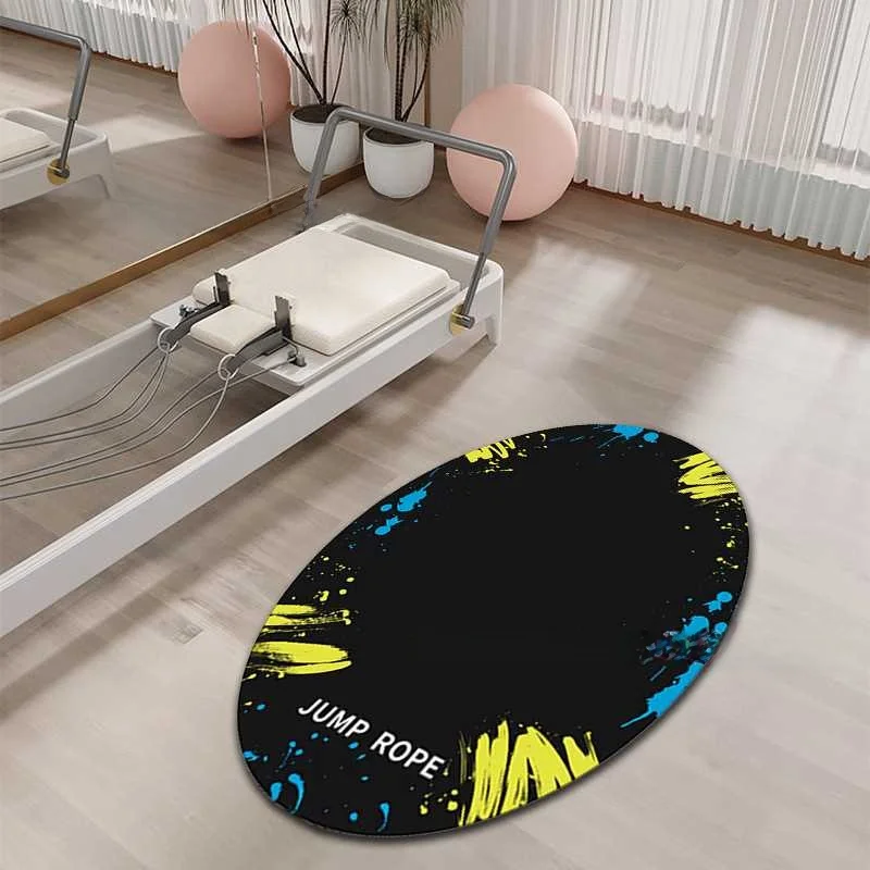 Fitness Yoga Mat Indoor Sports Mat Gym Shock Absorption Oval Jump Number Carpet Noise Reduction Mat Floor Mat Pure Color