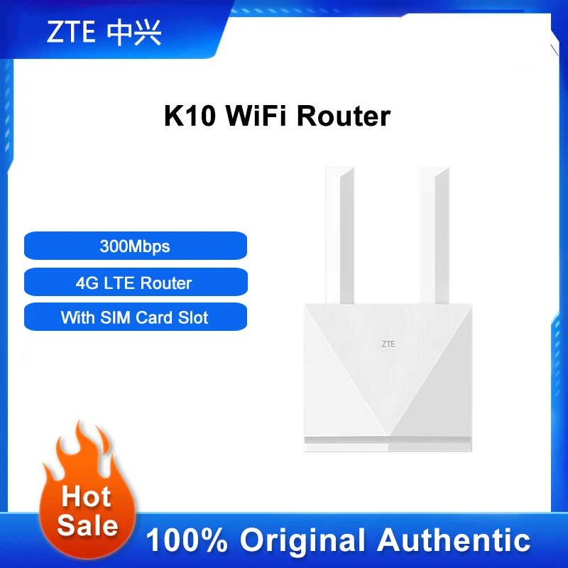 

Unlocked ZTE K10 WiFi Router 300Mbps 4G LTE Router Network Amplifier With SIM Card Slot Battery Support Voice Call LAN RJ11 PORT