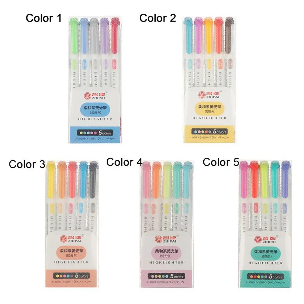 5/25pcs/set Double Headed Highlighter Pen Set Art Marker Student Stationery Fluorescent Pen Colored Markers Pens