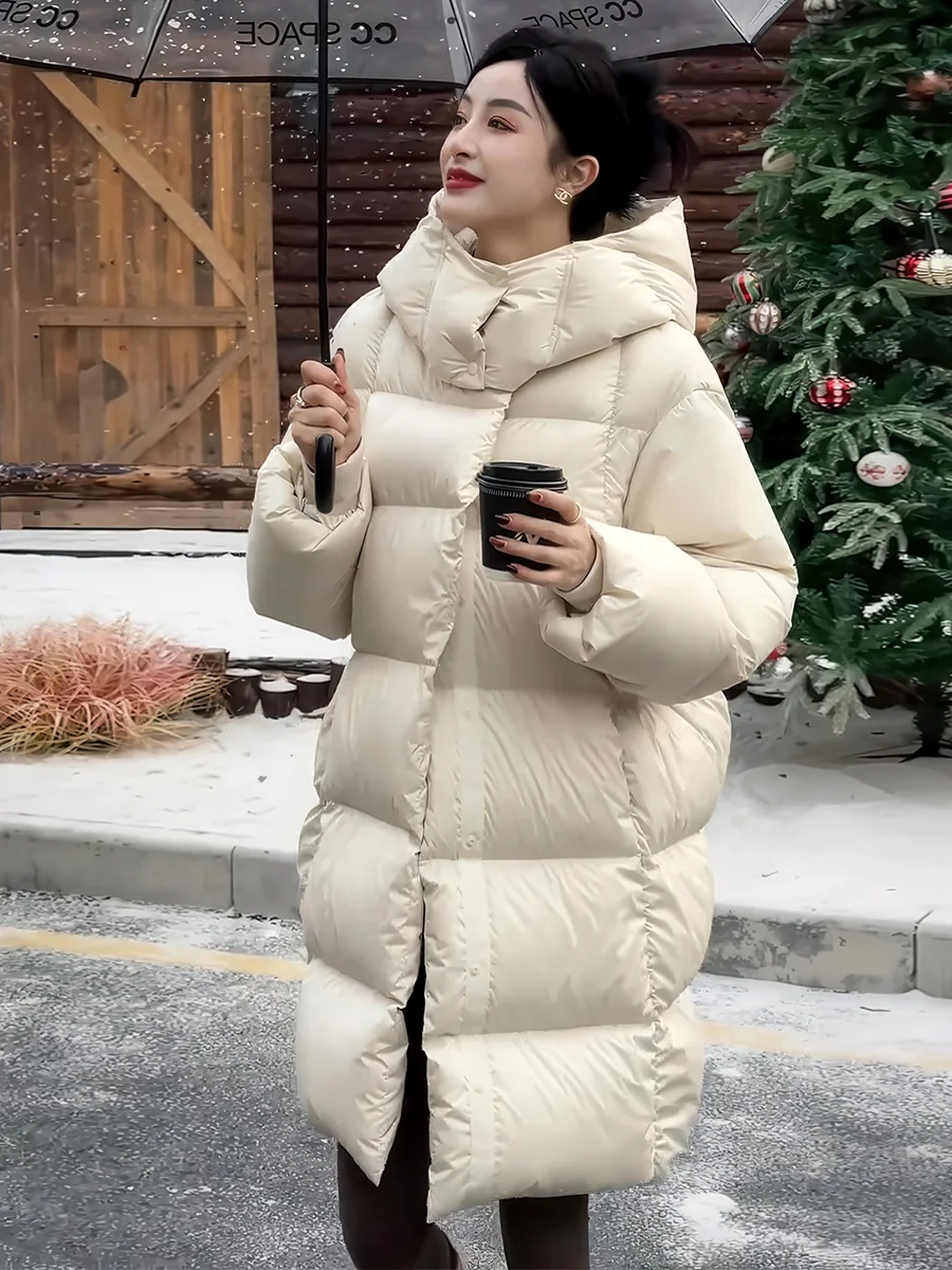 Faionable de gama alta para mujer Puffer Jaet 2025 invierno nuevo Sle con capucha de longitud media Thiened abrigo cálido