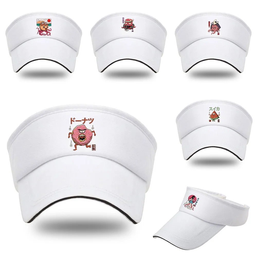 

Women's Summer UV Protection Sun Caps Unisex Outdoor Visors Hats Cute Monster Print Baseball Tennis Cap All Cotton Empty Top Hat