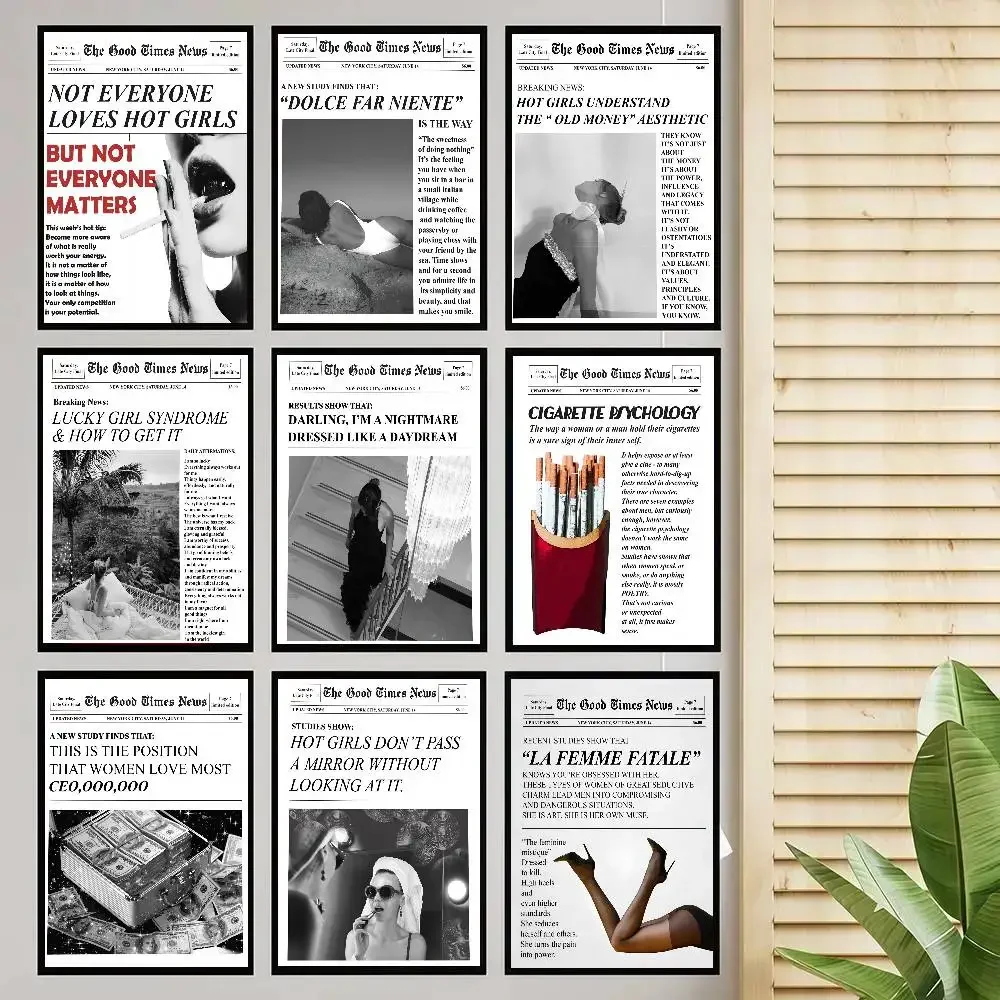 Fashion High Heels Champagne Cigarettes Magazines Poster Self-adhesive Art Room Entrance Restaurant Wall Decor Art Painting