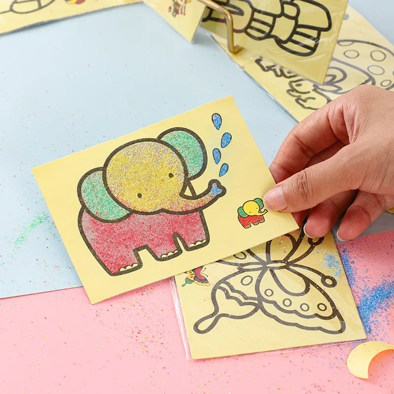 

20Pc Cartoon Animal Princess Sand Painting Pictures DIY Drawing Toy for Kids Birthday Party Favors Kindergarten Prizes Treat Bag