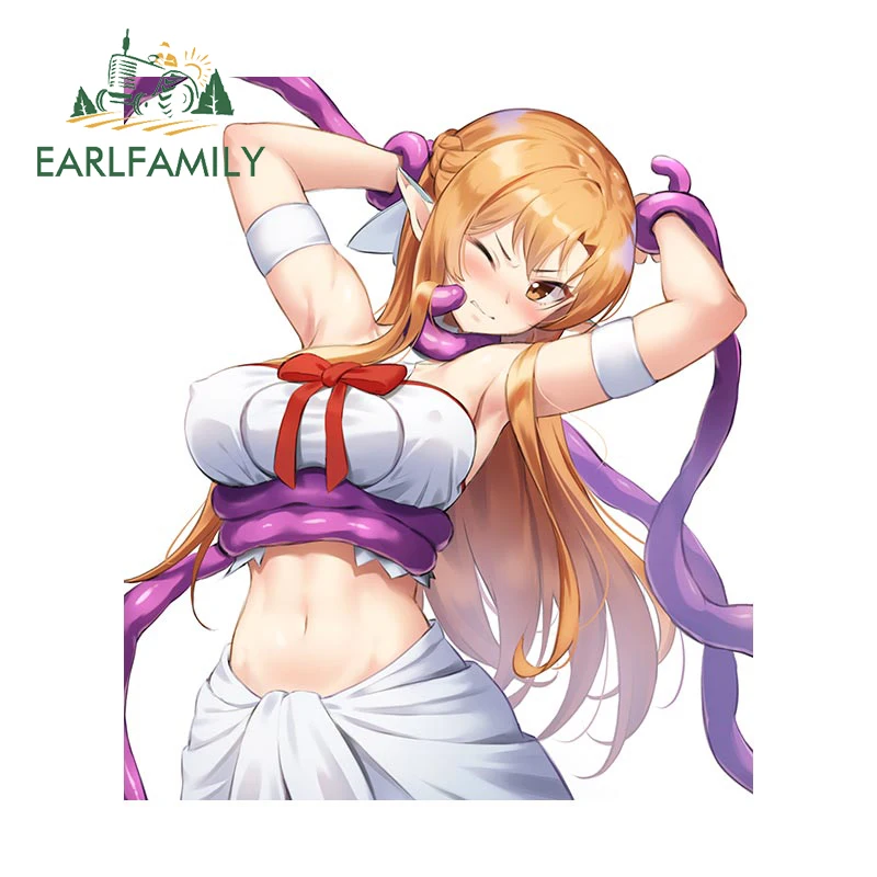 

EARLFAMILY 13см x 11.3см наклейка на автомобиль с Юки Асуной, виниловая наклейка для машины, маскировка царапин, креативное украшение для багажника и ноутбука