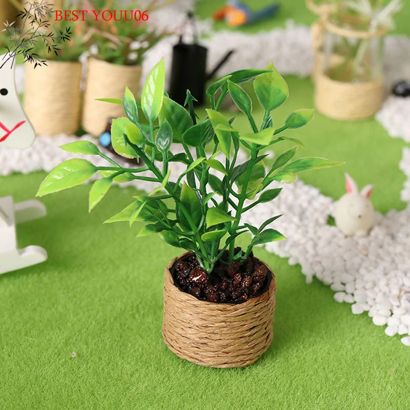 Miniatura de Casa de Bonecas 1:12: Árvore de Laranjeira em Vaso, Plantas Verdes em Vaso, Decoração de Móveis para Casa e Jardim, Brinquedo