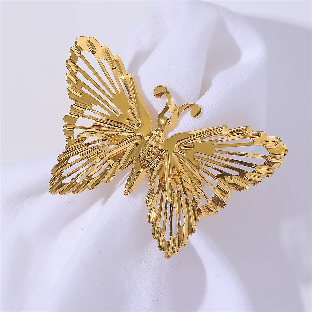 Gold Hollow Butterfly Napkin Ring New Year Party Christmas Table Decoration Towel Buckle Home Ornament Alloy Napkin Holders 1PCs