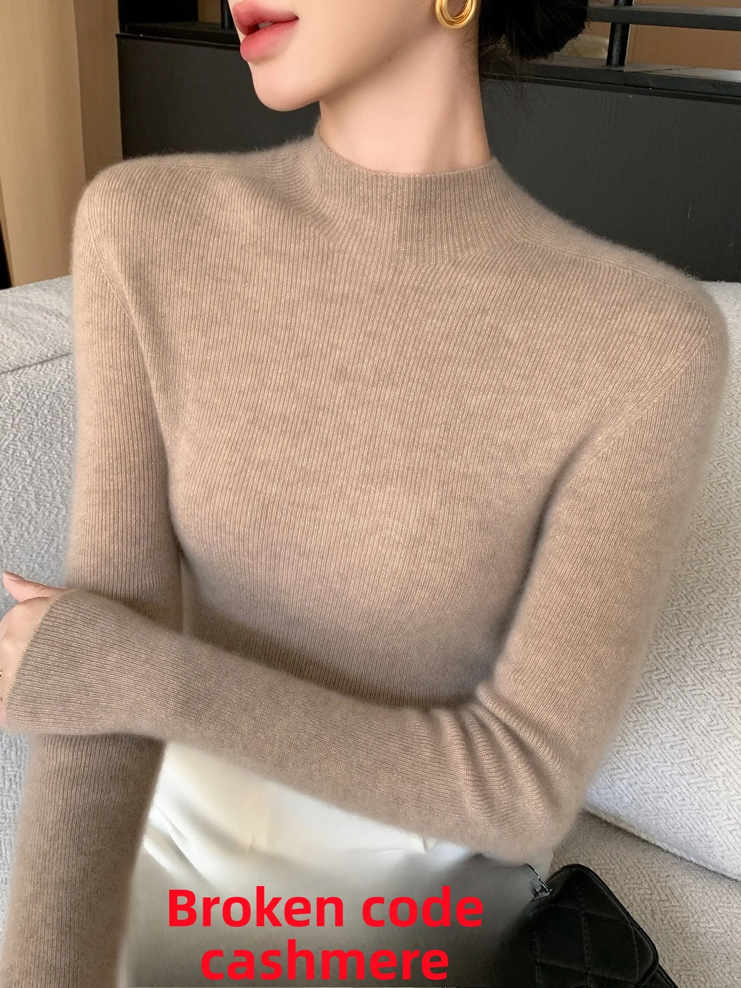 

Женский облегающий вязаный свитер Long Sve irt f, пуловер с высоким воротником, шерстяной свитер, повседневная осенне-зимняя внутренняя одежда