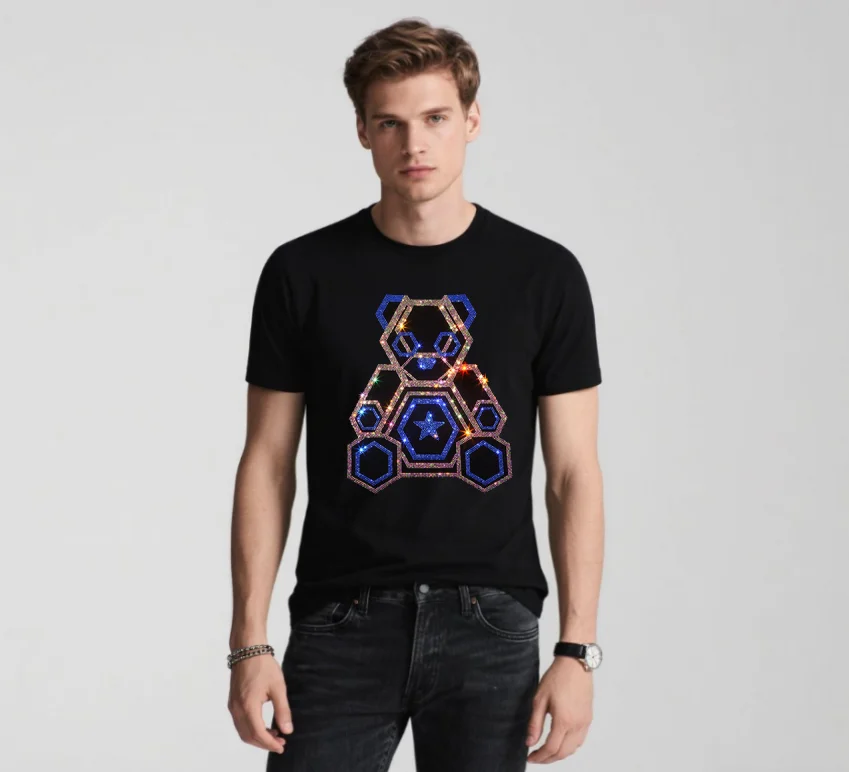 

Cool design Men's T-shirt Casual Round Neck Designer Rhinestone Men tees Comfortable High Quality Male 2024 tees