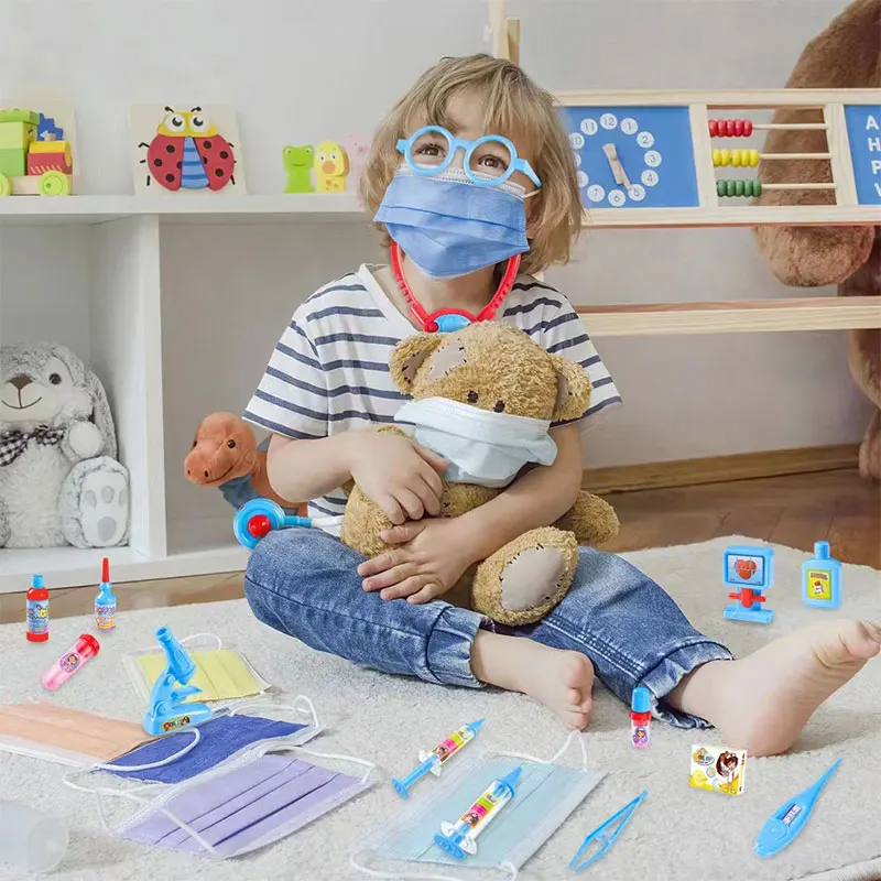 Jouets de docteur pour enfants, jeu de simulation, ensemble de médecin pour enfants, accessoires médicaux d'infirmière, sac pour garçon et fille, 216.239.